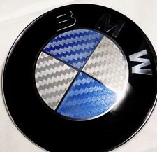 Silver Blue Carbon Fiber Bmw Emblem Sticker Decal Vinyl Overlay Roundel Badge