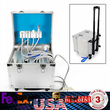 4 Holes Dental Portable Delivery Unit Rolling Box Weak Suction W Air Compressor
