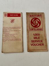 British Leyland 1000 Mile Service Booklet Clubs List