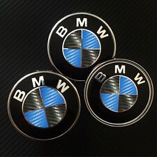 Black Blue Carbon Fiber Roundel Decal For Bmw Badge Emblems Rims Hood Trunk