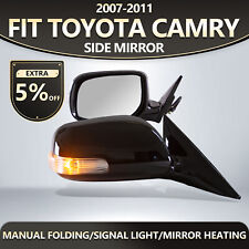 For 2007-2011 Toyota Camry Side Mirrors Folding Pair Black Led Rear View 5 Pins