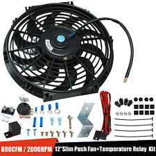 Electric Radiator Cooling Fan 12 Inch 12v Slim W Thermostat Switch Relay Kit