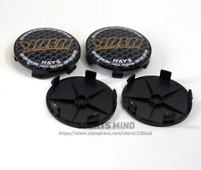 4x68mm Volk Racing Emblems Wheel Center Caps Hubcaps Rim Caps Badge Black