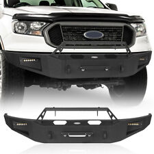 Off-road Steel Front Bumper Wwinch Plate Led Lights For 2019-2023 Ford Ranger