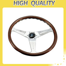 Nardi Italy Steering Wheel Deep Corn Wood Black Spokes 350mm New Silver Bracket