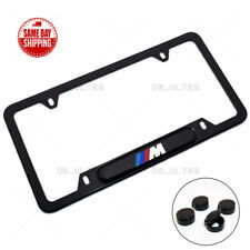 For Bmw M Power Sport Front Rear License Frame Plate Cover Stainless Steel Black