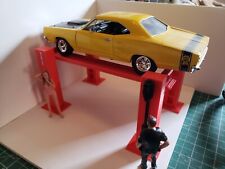 124 125 Scale Red 4 Post Adjustable Car Lift For Work Shop Garage Dioramas