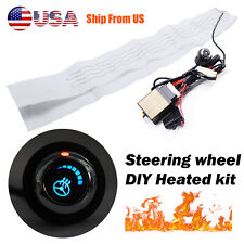 Winter Car Heated Steering Wheel Cover Diy Kit Pad 6 Level Switch Universal 12v