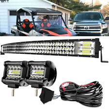42inch Tri Row Curved Led Light Bar Spot Flood Combo 4 Pods Offroad Wiring