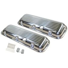 Chevy Bb Big Block Short Polished Aluminum Valve Covers Ball Milled Notched 454