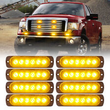 6led Side Marker Headlight Strobe Lights Bar Emergency Yellow Amber 8 Pods Set
