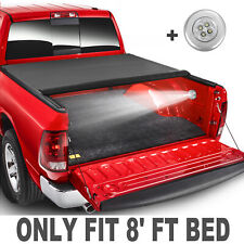 8ft Long Bed Truck Tonneau Cover For 2015-2020 Ford F150 Roll Up W Led Lamp