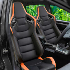 1 Pair Universal Car Racing Seats Pu Leather Sports Seats Wsliders Black Orange