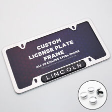 Chrome Stainless Front Rear Lincoln Logo Emblem License Plate Frame Cover Sport