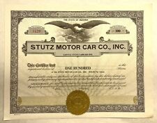 1921 Stutz Motor Car Co. Stock Certificate Blank Auto History Replica