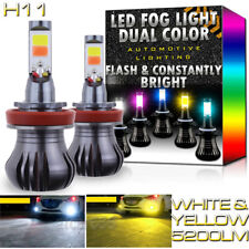 H11 H8 H9 H16 Led Fog Light Bulbs Dual Color 6k White 3k Yellow Strobe Flash