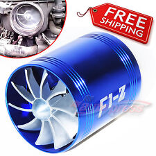 Air Intake Dual Fan Blue Turbo Supercharger Turbonator Gas Fuel Saver Fits Ford