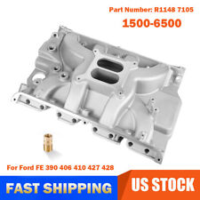 Intake Manifold Aluminum Satin 7105 Dual Plane For Ford Fe 390 406 410 427 428