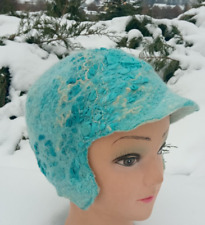 Womens Felted Hat With Visor And Ears.warm Winter Hat.original Cap With Visor.ha