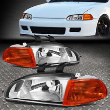 For 92-95 Honda Civic Chrome Housing Amber Corner Headlight Replacement Lamps