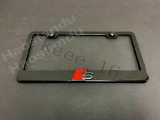 1x S Sport Logo 3d Emblem Badge Black Stainless License Plate Frame Scap Br