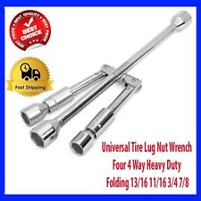 Universal Tire Lug Nut Wrench Four 4 Way Heavy Duty Folding 1316 116 34 78