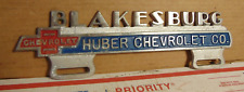 Nos 1950s Vintage Blakesburg Huber Chevrolet Co. Dealer Ia License Plate Topper