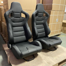 1 Pair Universal Car Racing Seats Pvc Leather With 2 Sliders Sport Seats Black