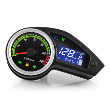 Universal Lcd Motorcycle Speedometer Tachometer Fuel Digital Dash 0-12000rpm 12v