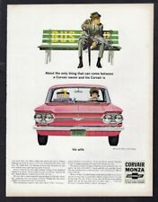 1964 Chevy Corvair Monza Print Ad - Husband At The Bus Stop... Wife In The Car