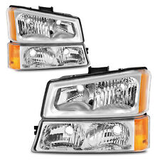 Headlights For 2003-2006 Chevy Silverado Avalanche Chrome Signal Bumper Lamps