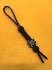 550 Paracord Knife Lanyard Jet Black With Flamed Titanium Alloy Spyderco Bead