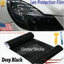 12x78 Glossy Deep Black Tint Vinyl Film For Light Headlight Taillight Fog Lamp