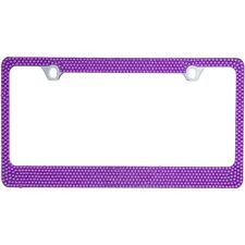 Bling Purple Crystal Diamon Metal License Plate Framecap