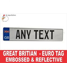 Bmw Great Britain Euro European License Plate. Embossed - Any Text Euro Tag