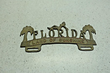 Vintage Florida License Plate Topper Land Of Sunshine Cast Aluminum Palm Trees