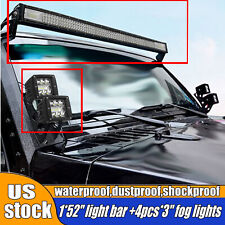 52inch Led Light Bar Combo4pcs 3inch Fog Light For Jeep Wrangler Jk Yj Cj Lj Tj