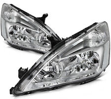Headlight Assembly For 2003-2007 Honda Accord Coupe Sedan Pair Chrome Headlamp