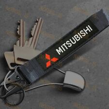 Mitsubishi Racing Keychain Metal Backpack Key Ring Hook Strap Lanyard Nylon