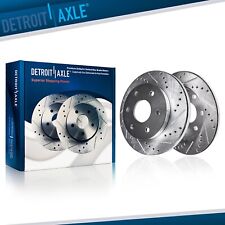 Pair Rear Drilled And Slotted Disc Brake Rotors Set For 2015 - 2023 Ford Mustang