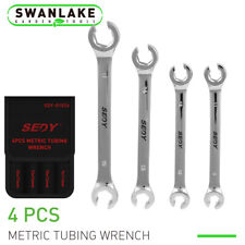 4pc Flare Nut Wrench Fully Polished Metric Mm Brake Line Wrenches With Pouch