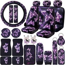 24-piece Butterfly Car Seat Covers And Accessories Purple Pattern