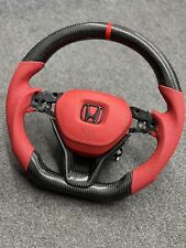 Real Carbon Fiber Steering Wheel Honda Accord 10th 2018 2022 Red Leather