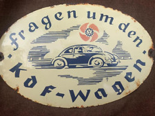 Ww2 German Volkswagen Original Advertising Sign Vw 1930s Iii Reich Period Rare