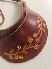 Vintage Tooled Leather Visor 60s 70s Hippy Great Adult