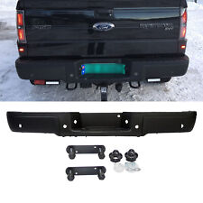 Black - Complete Rear Steel Bumper For 2009-2014 Ford F-150 F150 Wparking Holes