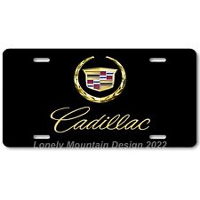 Cadillac Inspired Art Gold On Black Flat Aluminum Novelty Auto License Tag Plate