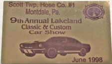 Mustang Car Dash Plaque 1999 Scott Twp Hose Co Montdale Pa. Lakeland Classic