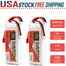 2pcs 7.4v 2s Lipo Battery 2200mah 35c Deans T Plug For Rc Car Drone Helicopter
