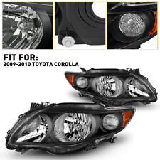 Headlights Assembly For 2009-2010 Toyota Corolla Headlamps Black Housing Lh Rh